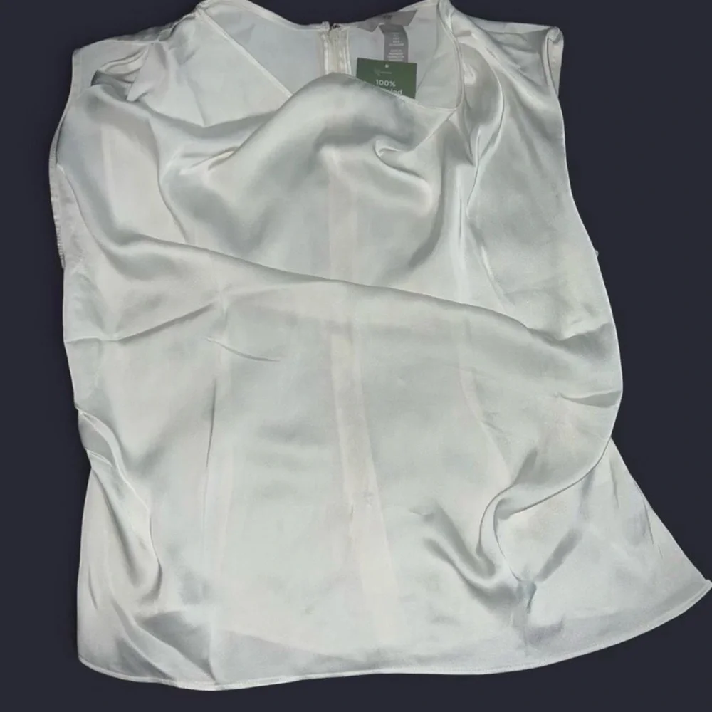 NWT White Satin Cowl Neck Sleeveless Blouse - Picture 2 of 7